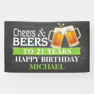Proost en biertjes Happy 21st Birthday Banner Gree