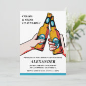 Proost en biertjes Rustieke Mannen Blauw 39ste ver Kaart (Staand voorkant)