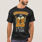 Proost en biertjes tot 11 jaar 11e verjaardagsfees t-shirt (Voorkant)