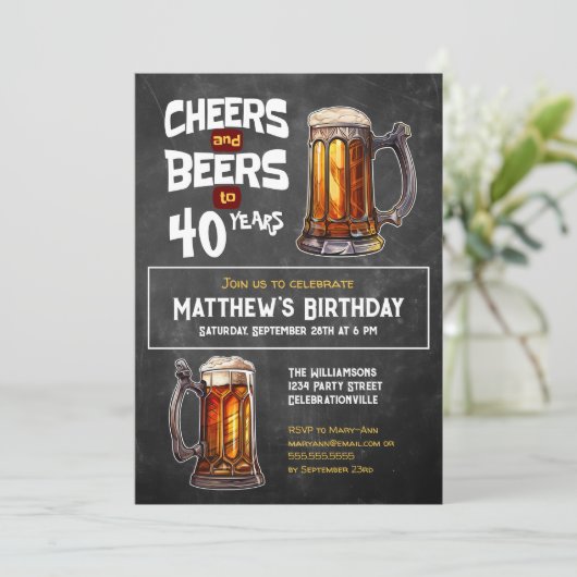 Proost en biertjes tot 40 jaar rustiek verjaardags kaart (Staand voorkant)