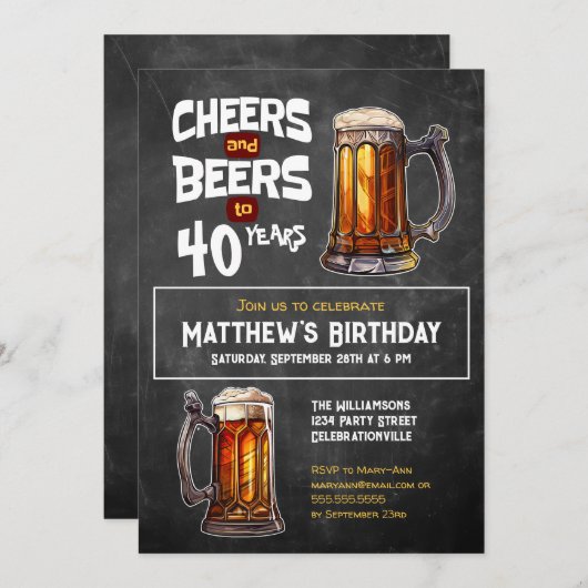 Proost en biertjes tot 40 jaar rustiek verjaardags kaart (Voorkant / Achterkant)