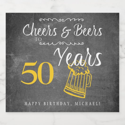 Proost en biertjes tot 50 jaar grappige script ver bier etiket (Enkel label)