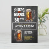 Proost en biertjes tot 50 jaar rustiek verjaardags kaart (Staand voorkant)