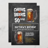 Proost en biertjes tot 50 jaar rustiek verjaardags kaart (Voorkant / Achterkant)