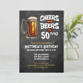 Proost en biertjes tot 50 jaar rustiek verjaardags kaart (Staand voorkant)