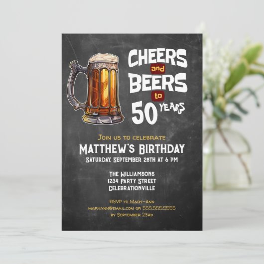 Proost en biertjes tot 50 jaar rustiek verjaardags kaart (Staand voorkant)
