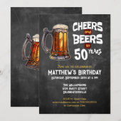 Proost en biertjes tot 50 jaar rustiek verjaardags kaart (Voorkant / Achterkant)