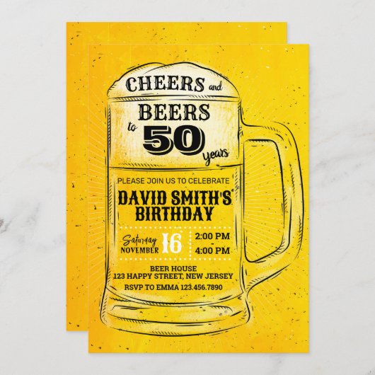 Proost en biertjes verjaardagsuitnodiging. Willeke Kaart (Voorkant / Achterkant)