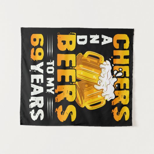Proost en biertjes voor mijn 69 jaar 69e verjaarda wandkleed (Voorkant (horizontaal))