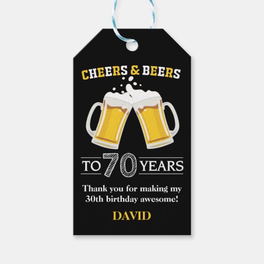 Proost en Labels voor 70 jaar Cadeaulabel (Voorkant)