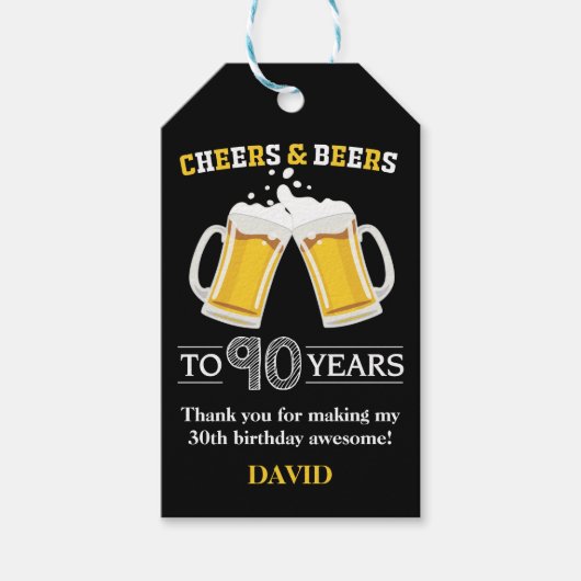 Proost en Labels voor 90 jaar Cadeaulabel (Voorkant)