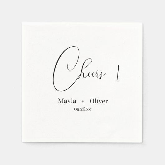 Proost en namen bruiloft servetten (Voorkant)