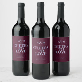 Proost Fancy Schrift met Hart Trouwdag Wijn Etiket