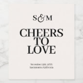 Proost Fancy Schrift met Hart Trouwen Wijn Etiket (Enkel label)