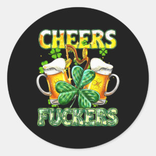 Proost Fckers St Patricks Day Grappig Drink Bier Ronde Sticker