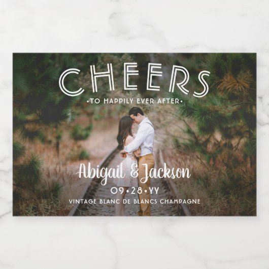 Proost Fijne Eeuwig Na Foto Bruiloft Mini Split Sparkling Wijnetiket (Enkel label)