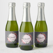 Proost Floral Elegant Grey Mousserende Wijn Label Sparkling Wijnetiket (Flessen)