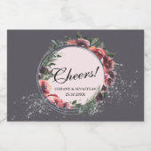 Proost Floral Elegant Grey Mousserende Wijn Label Sparkling Wijnetiket (Enkel label)