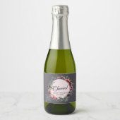 Proost Floral Elegant Grey Mousserende Wijn Label Sparkling Wijnetiket (Voorkant)