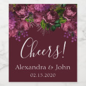 Proost Floral Marsala Bourgondië Wijnlabel Wijn Etiket (Enkel label)