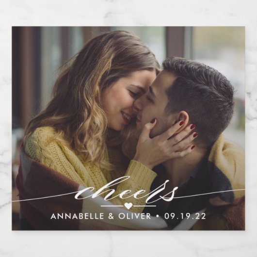 Proost Foto Bruiloft Sparkling Wijnetiket (Enkel label)