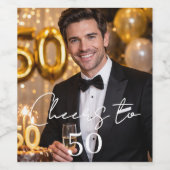 Proost foto verjaardagsfeest wijn etiket (Enkel label)