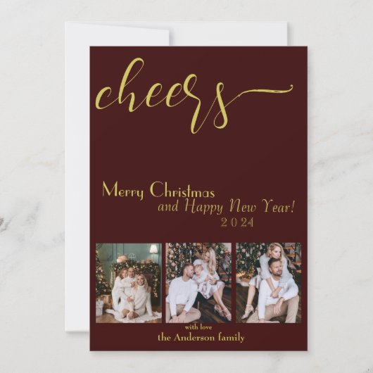 Proost! Gelukkig Nieuwjaar 2024 Script Vakantiekaa Kaart (Voorkant)