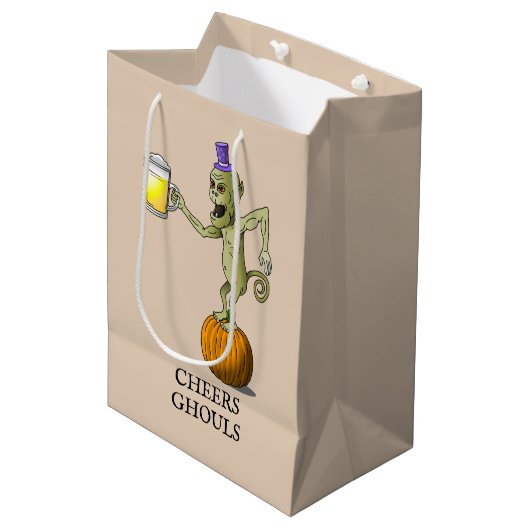 Proost Ghouls Halloween Medium Cadeauzakje (Voorkant Gekanteld)