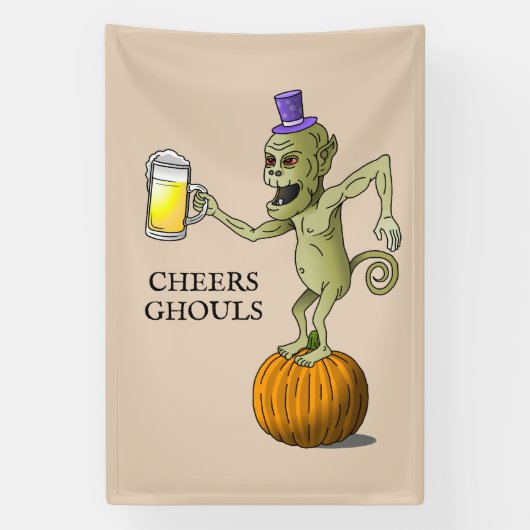 Proost Ghouls Halloween Party Spandoek (Verticaal)