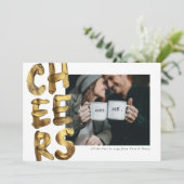 Proost goud gelukkig nieuwjaar foto feestdagenkaart (Staand voorkant)