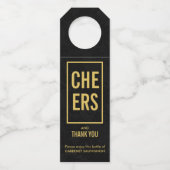 Proost Goud op Black Damask Flessenhanger (Voorkant)