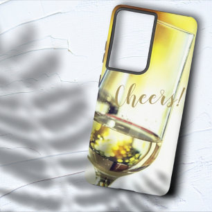 Proost Gouden Bokeh Witte Wijn Glas Samsung Galaxy Hoesje