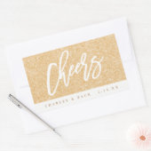 Proost Gouden Glitter Mini Wijn Mini Champagne Lab Rechthoekige Sticker (Envelop)
