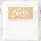 Proost Gouden Glitter Mini Wijn Mini Champagne Lab Rechthoekige Sticker (Tas)