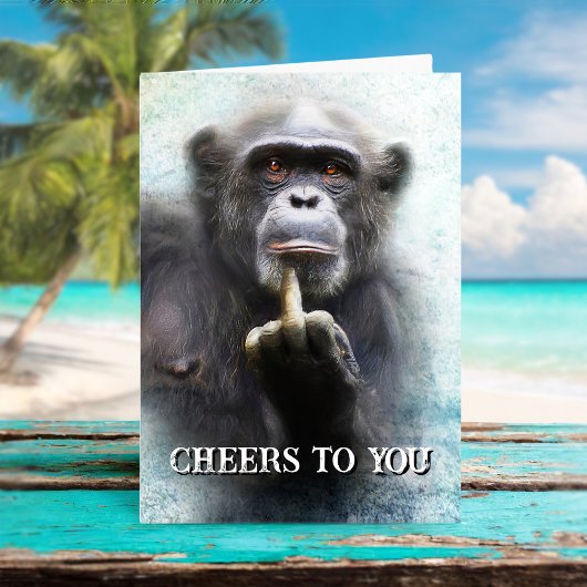 Proost grappige middelvinger chimpansee kaart