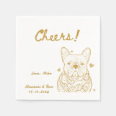 Proost Hand getrokken Grappige Hond Eenvoudige Bru Servet (Voorkant)