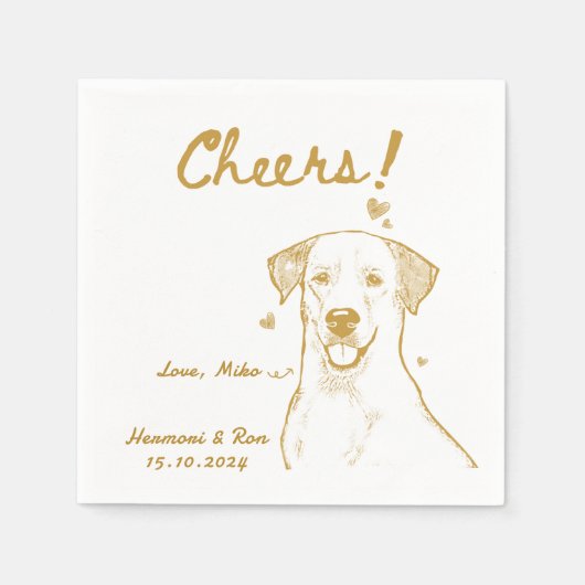 Proost Hand getrokken Grappige Hond Eenvoudige Bru Servet (Voorkant)