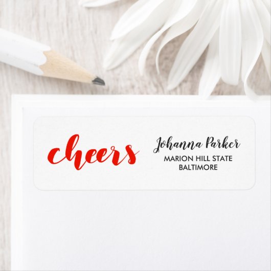 Proost Handgeschreven Red Script Holiday Etiket (Insitu)