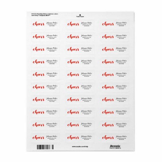 Proost Handgeschreven Red Script Holiday Etiket (Full Sheet)