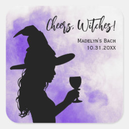 Proost Heksen Halloween Bachelorette Feest Favor Vierkante Sticker