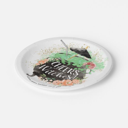 Proost Heksen Halloween Bruidsfeest Papieren Bordje (Gekanteld)