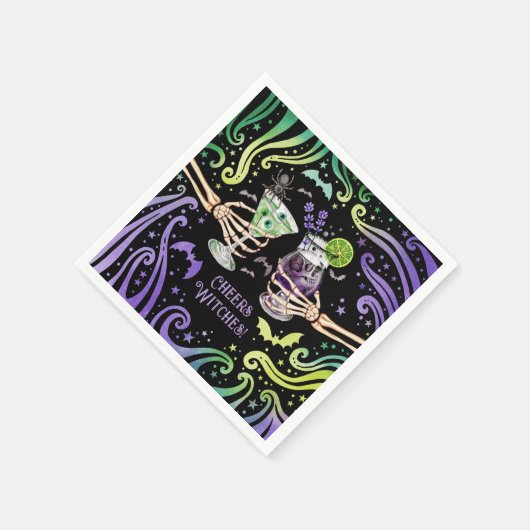 Proost heksen Halloween cocktail bril Servet (Hoek)