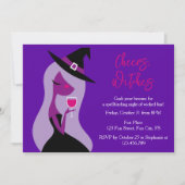 Proost Heksen Halloween Meisjes Nacht Wijn Feest Kaart (Voorkant)