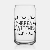 Proost heksen, vleermuizen en sterren Halloween Blikvorm Glas (Voorkant)