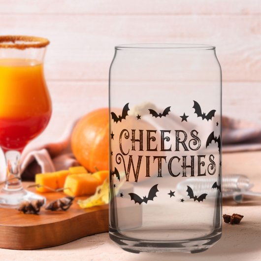 Proost heksen, vleermuizen en sterren Halloween Blikvorm Glas