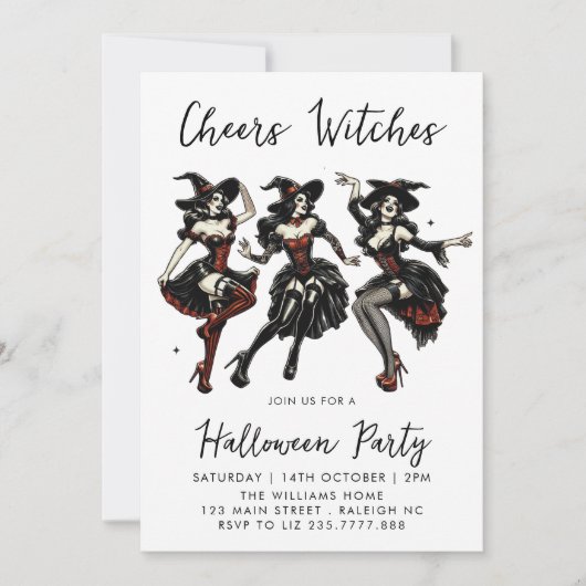 Proost heksen volwassen Halloween Party Kaart (Voorkant)