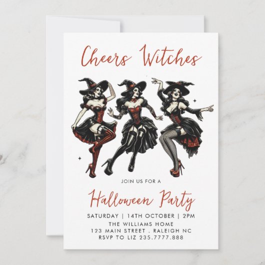 Proost heksen volwassen Halloween Party Kaart (Voorkant)