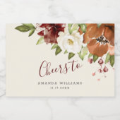 Proost Herfst Bloemen Bourgogne Mini Mousserende W Sparkling Wijnetiket (Enkel label)