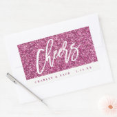 Proost Hot Pink Glitter Mini Wijn Champagne Label (Envelop)