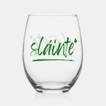 Proost Irish Sláinte Wine Glass - Groen